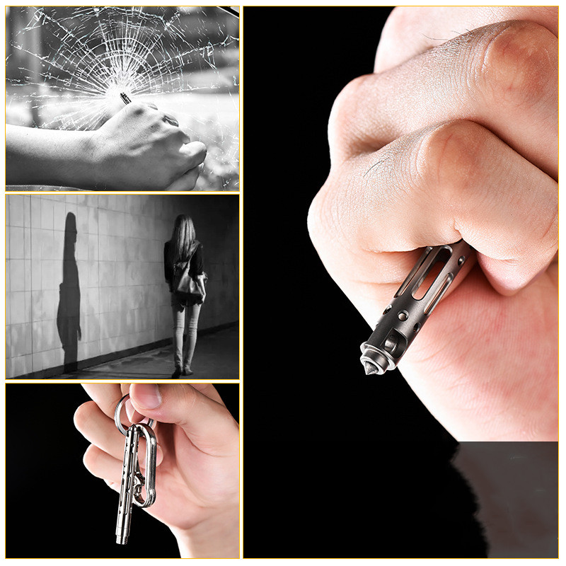 Mini Titanium Alloy Tactical Pen Multifunctional Tungsten Steel Tip Window Breaker Tool Outdoor Self-Defense Pen Functions