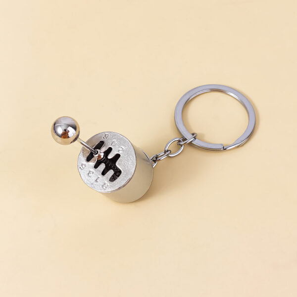 Six-Speed Gear Shift Keychain Manual Transmission Pendant Silver