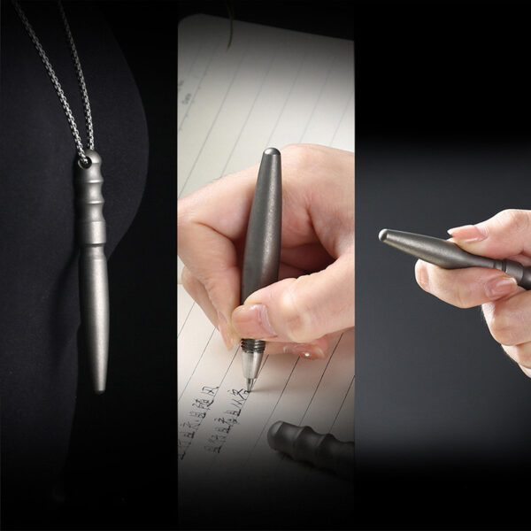 Stone Washed Titanium Alloy EDC Tactical Pen Mini Self-Defense Pen Window Breaker Camping Pen 3