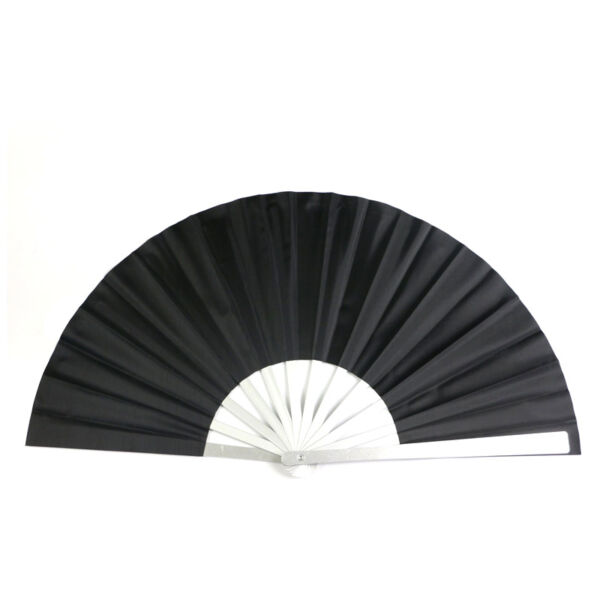 All Black Fan Aluminum Alloy Metal Fan Bones Tai Chi Fan