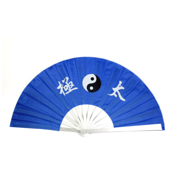 All Blue Fan Aluminum Alloy Metal Fan Bones Tai Chi Fan