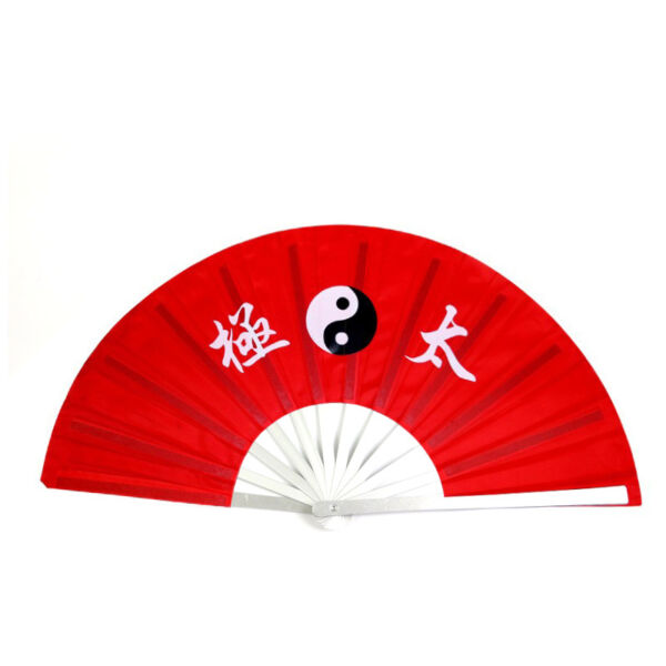 All Red Fan Aluminum Alloy Metal Fan Bones Tai Chi Fan