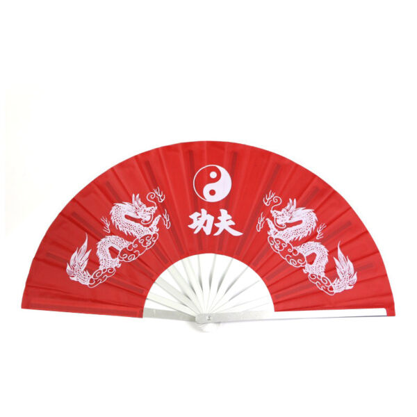 Kung Fu Characters Fan Aluminum Alloy Metal Fan Bones Double Loong Fan