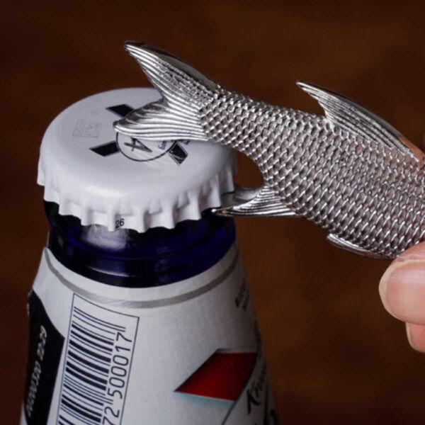 Stainless Steel Fish Keychain Bottle Opener Multifunctional Pendant 2