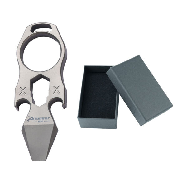 Sand Color Large Titanium Alloy Multifunctional Keychain Outdoor Wrench Keychain
